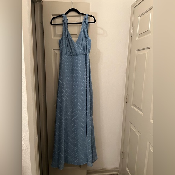 Lulu’s Romantic Possibilities Slate Blue Swiss Dot
Maxi Dress - Picture 4 of 4